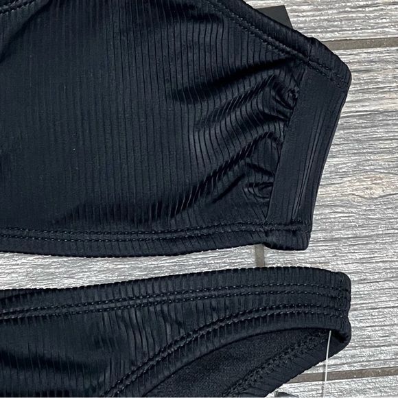 NWT California Waves Bikini Set Junior's Small OR Medium Black Ribbed Strappy - Picture 13 of 16